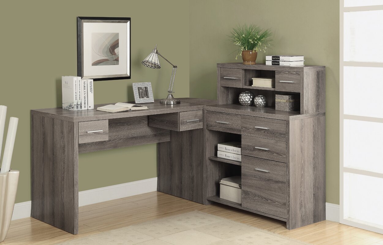 Milford L-Shaped Computer Desk with Hutch & Reviews | Birch Lane